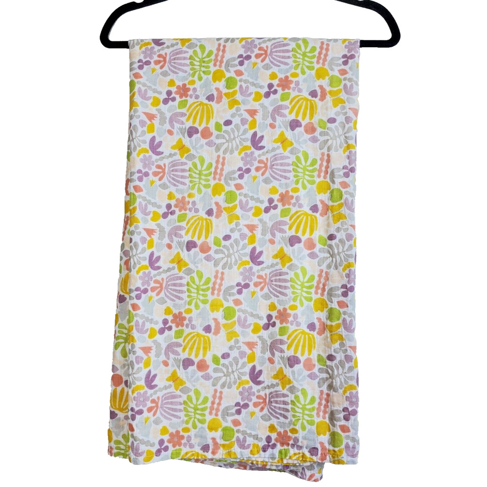 West Elm Kids Baby Girls Swaddle Blanket Organic Cotton Colorful Lightweight